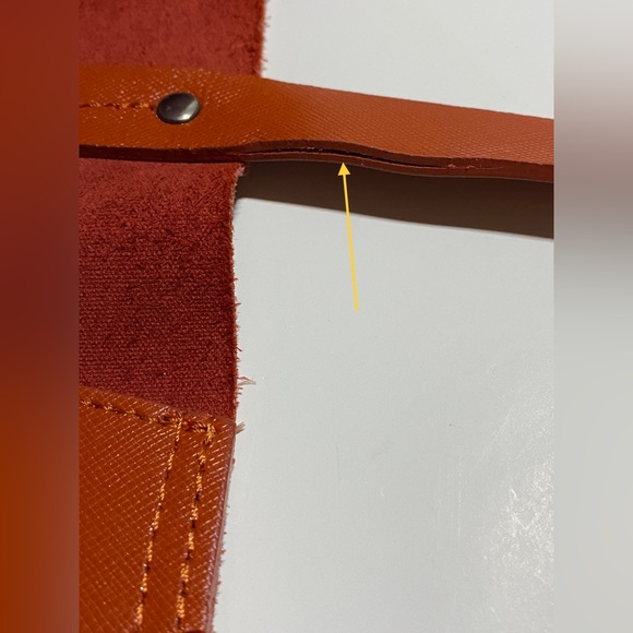 PULICATI Red Saffiano Genuine Italian Leather Large Shopper Tote Bag with Strap - Picture 13 of 14